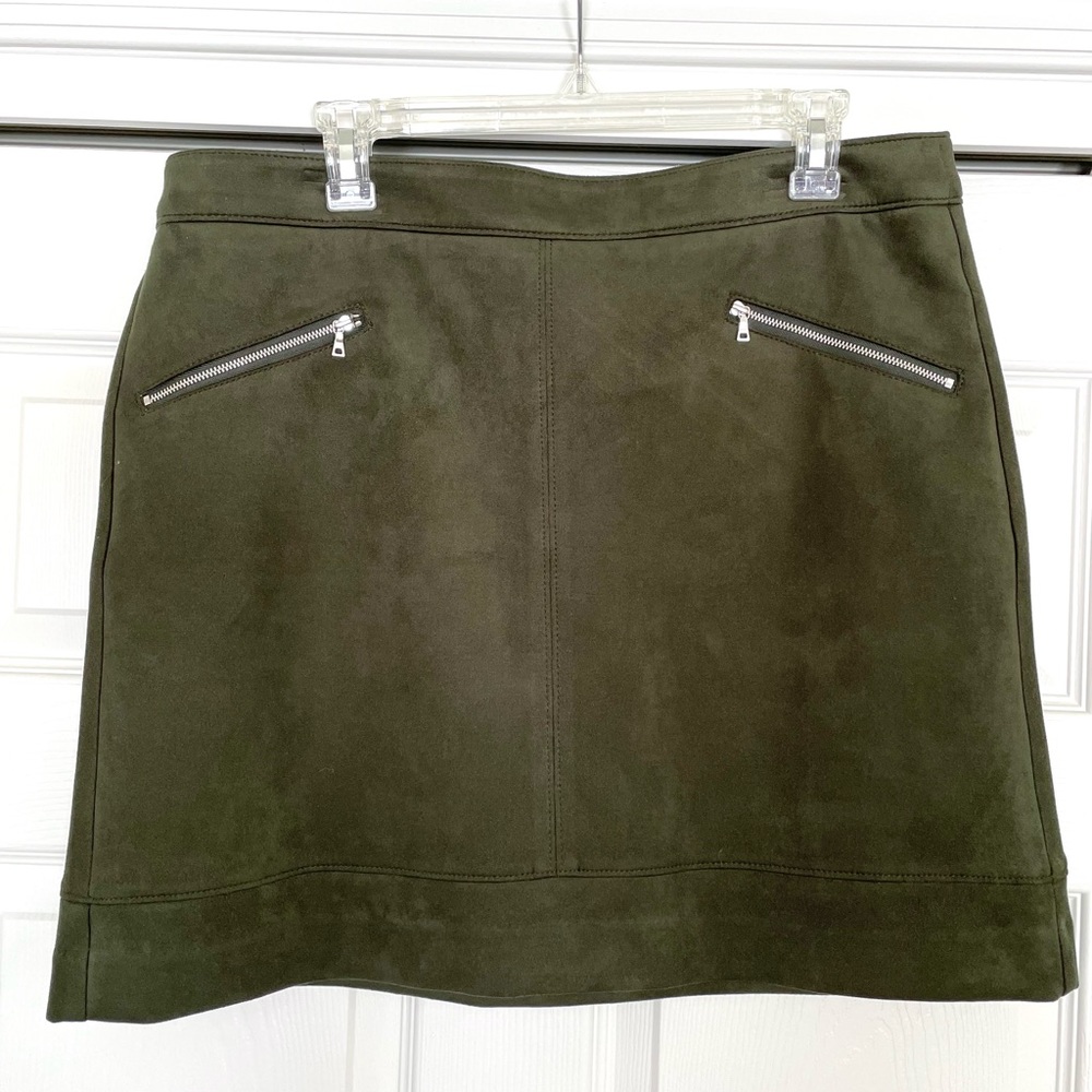 LOFT Velvet Hunter Green Mini Skirt